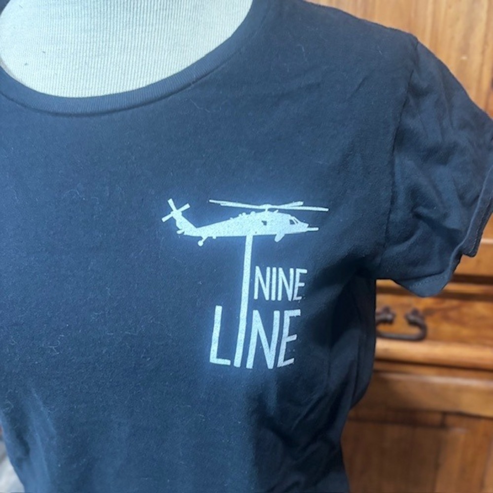 Nine Line Apparel Womens Black US Flag Helicopter Oath T Shirt - Picture 2 of 6